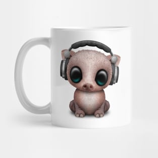 Cute Baby Pig Deejay Wearing Headphones Mug